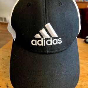 Adidas Black & White Stretch Fabric Baseball Cap